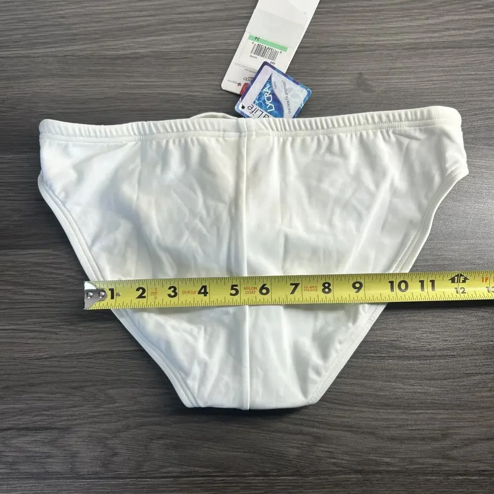 Speedo Men’s Swim Brief Size 34 White NWT New Old Stock Racing Swimsuit READ